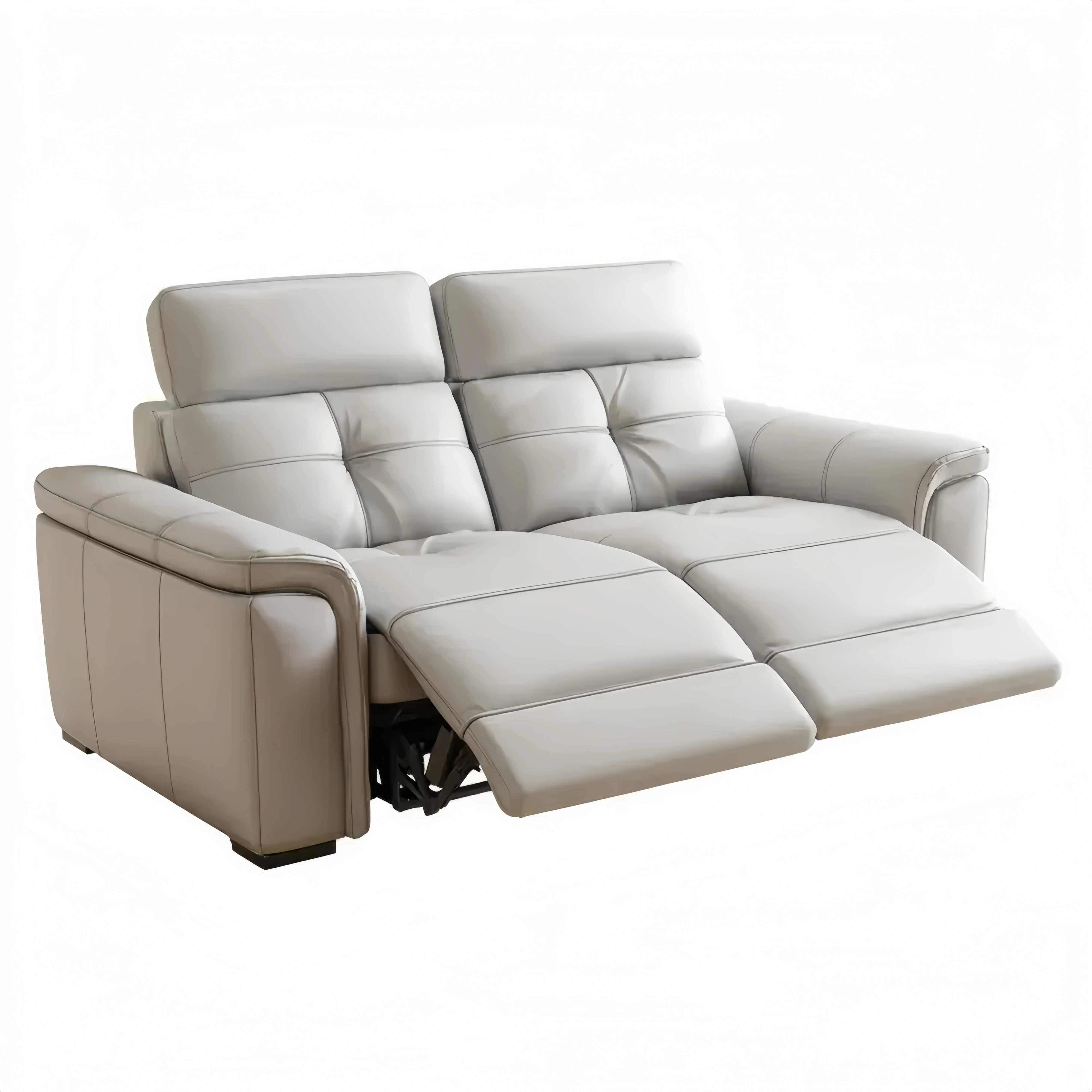 Elektrisches 2-Sitzer Ledersofa mit Liegefunktion - Beige