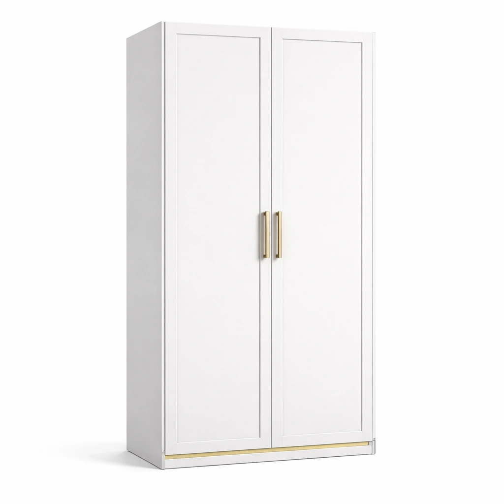 Kleiderschrank MDF Weiß mit 2 Türen 180x80x40 cm-HOMEAURELIA