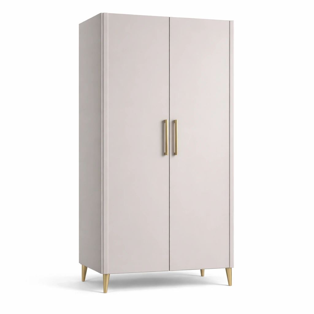 Kleiderschrank MDF Weiß mit goldenen Beinen 180x80x40 cm-HOMEAURELIA