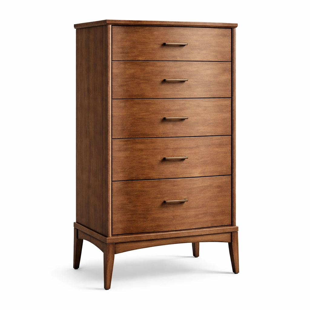 Kommode Eichenholz Braun mit 5 Schubladen-HOMEAURELIA