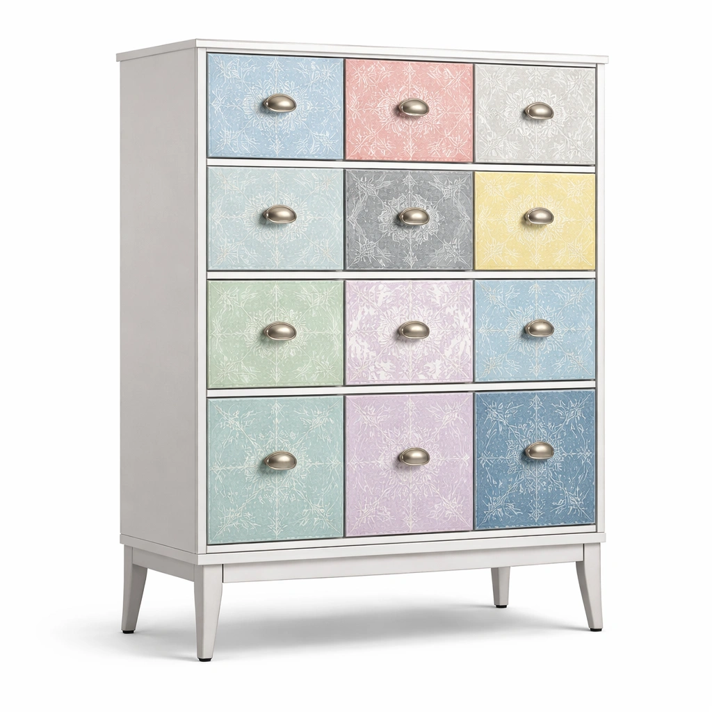 Kommode MDF Mehrfarbig mit 12 Schubladen 80x40x100 cm-HOMEAURELIA