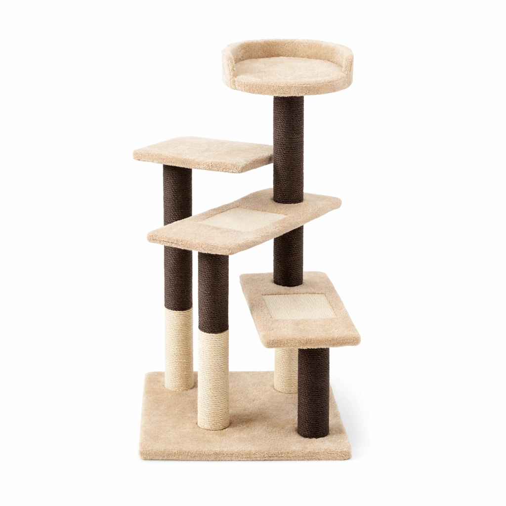 Kratzbaum Plüsch und Sisal Beige-HOMEAURELIA