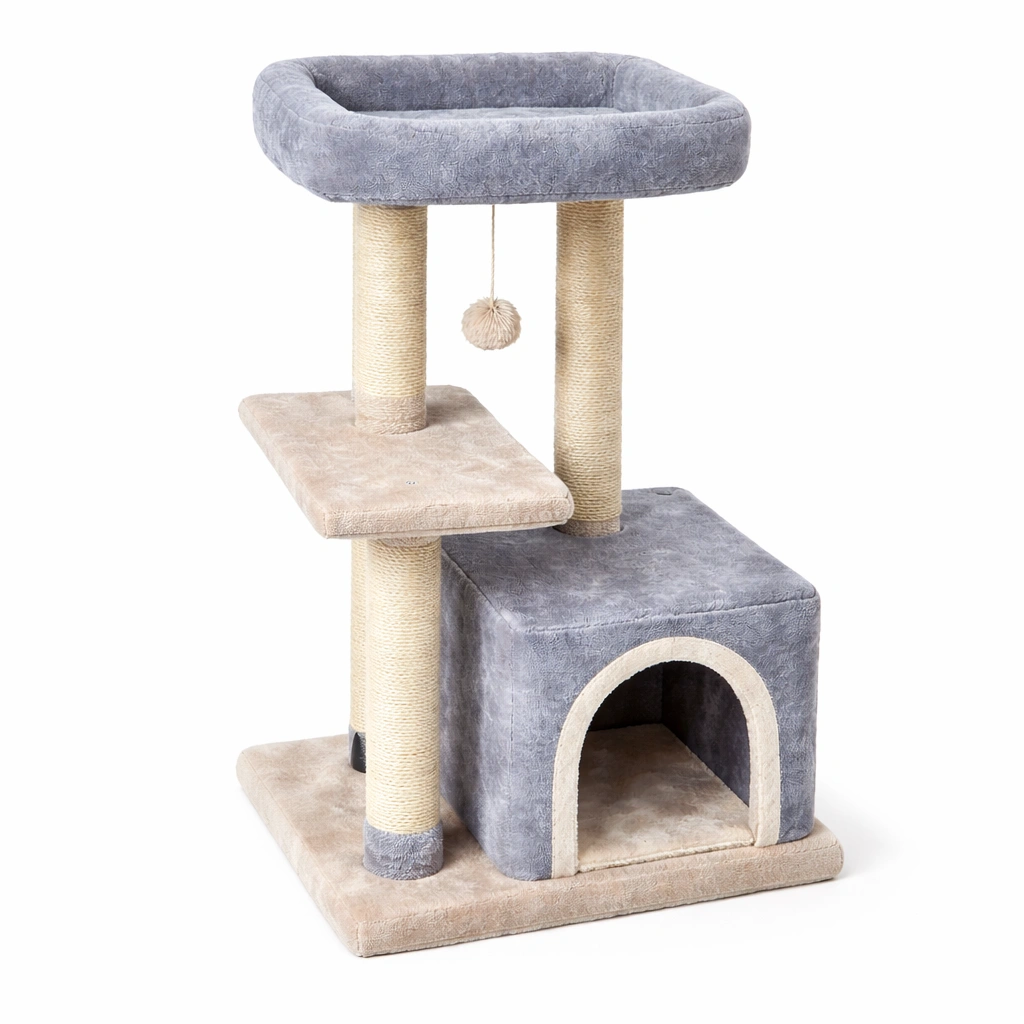 Kratzbaum MDF und Sisal Beige Grau 60x40x85 cm-HOMEAURELIA