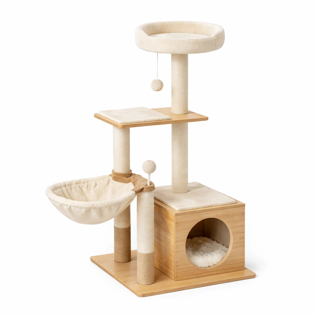 Kratzbaum MDF Holz Beige-HOMEAURELIA