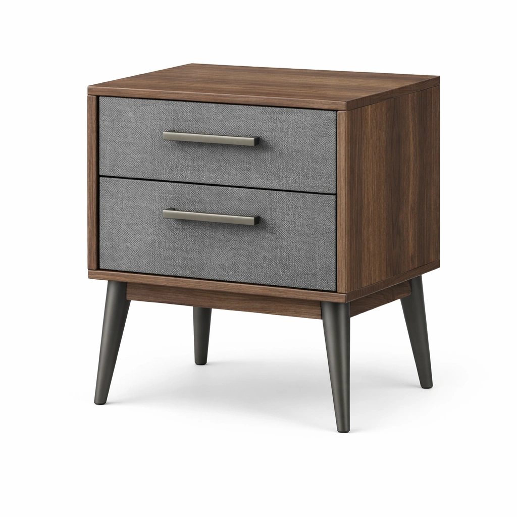 Nachttisch Holz MDF Stoff Grau 48x40x60 cm-HOMEAURELIA