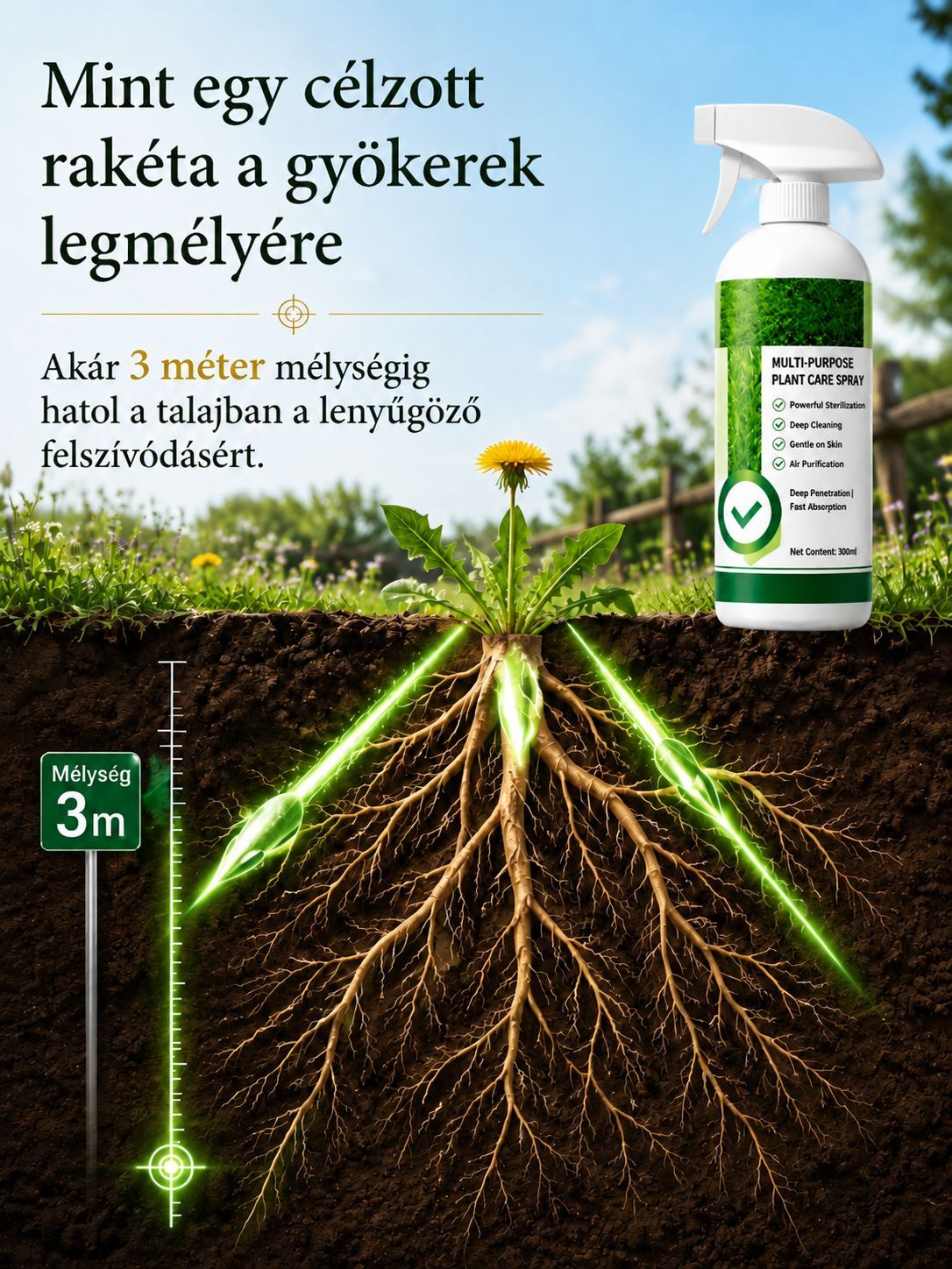 🌿 "Egy Permettel Tiszta" Szuper Erős Gyomirtó | 99,9% Gyökérpusztítás (Környezetbarát)