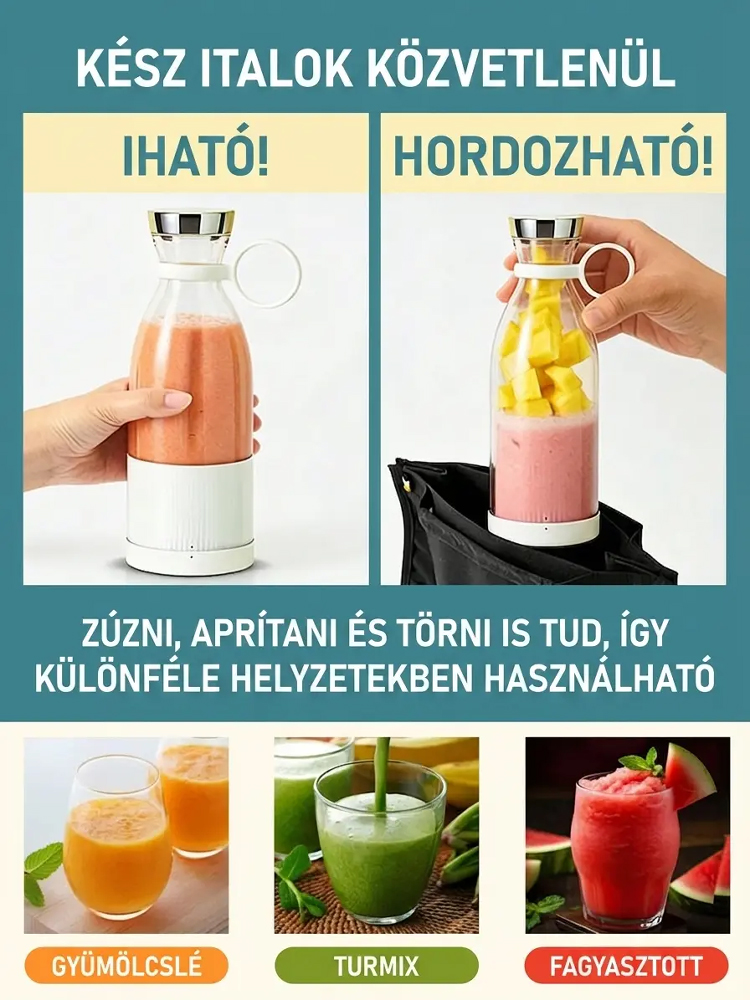 🌟 Vidd Magaddal a Frissességet! A Te Zsebméretű Turmixod 🌟Az utazási mini elektromos gyümölcsfacsaró pohár