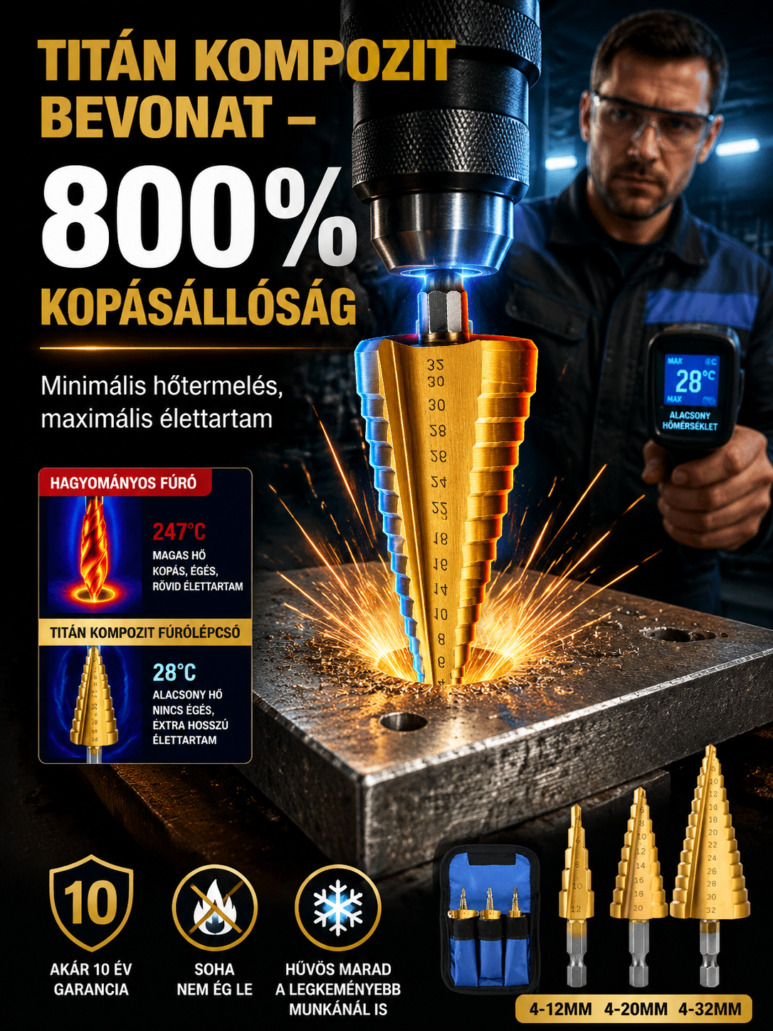 💎【Lyukasztó csodaszer】Többfunkciós toronyfúrófej| 1 db = 15 db hagyományos fúró| Nincs Előfúrás, Nincs Kicsúszás| 3mp Alatt Áttör Acélt⚡