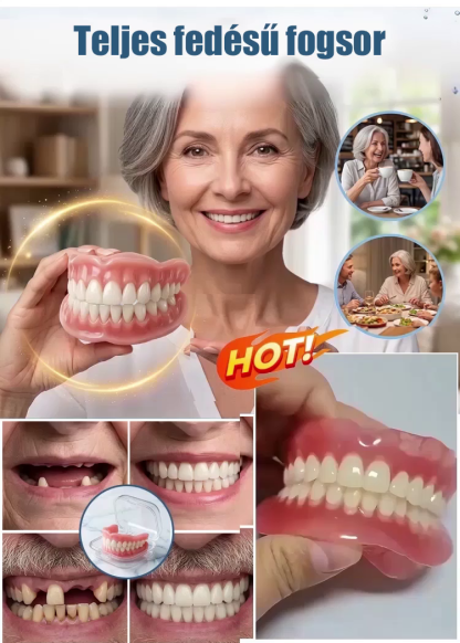 ✨ Tökéletes Mosoly 1 Másodperc Alatt – Fájdalom, Fúrás és Milliós Számlák Nélkül! ✨【Hordozható tárolódoboz ajándékba】Teljes fogvédő műfogsor