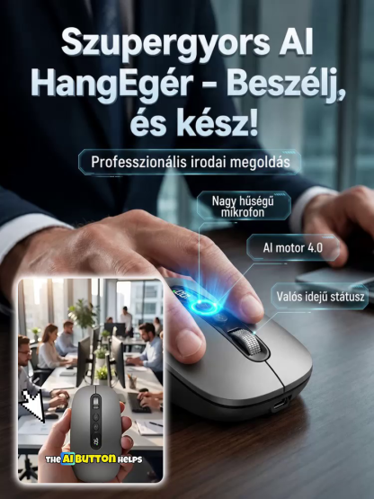 🚀Mesterséges intelligencia vezeték nélküli egér|  1600 Szó/Perc Hangalapú Gépelés & 24 Nyelvű Fordító| Szinkrontolmács, PPT Készítő & Hangvezérlés