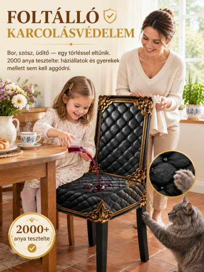 👑【Királyi barokk stílusú】 Mosható, rugalmas székhuzat⚡ Megújulás 3 mp alatt | 🐾 Karcolásálló | 💧 Folttaszító