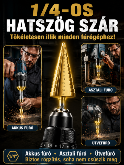 💎【Lyukasztó csodaszer】Többfunkciós toronyfúrófej| 1 db = 15 db hagyományos fúró| Nincs Előfúrás, Nincs Kicsúszás| 3mp Alatt Áttör Acélt⚡