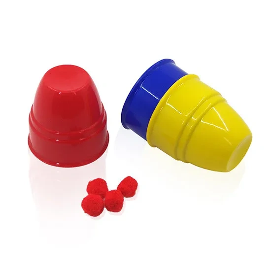 Plastic three-cup, three-ball container (medium size)