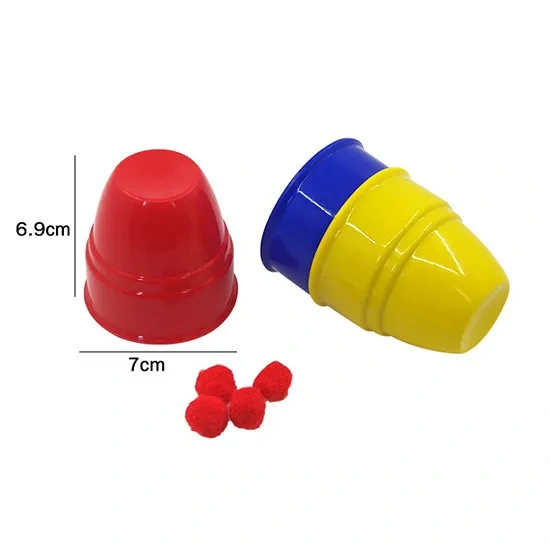 Plastic three-cup, three-ball container (medium size)