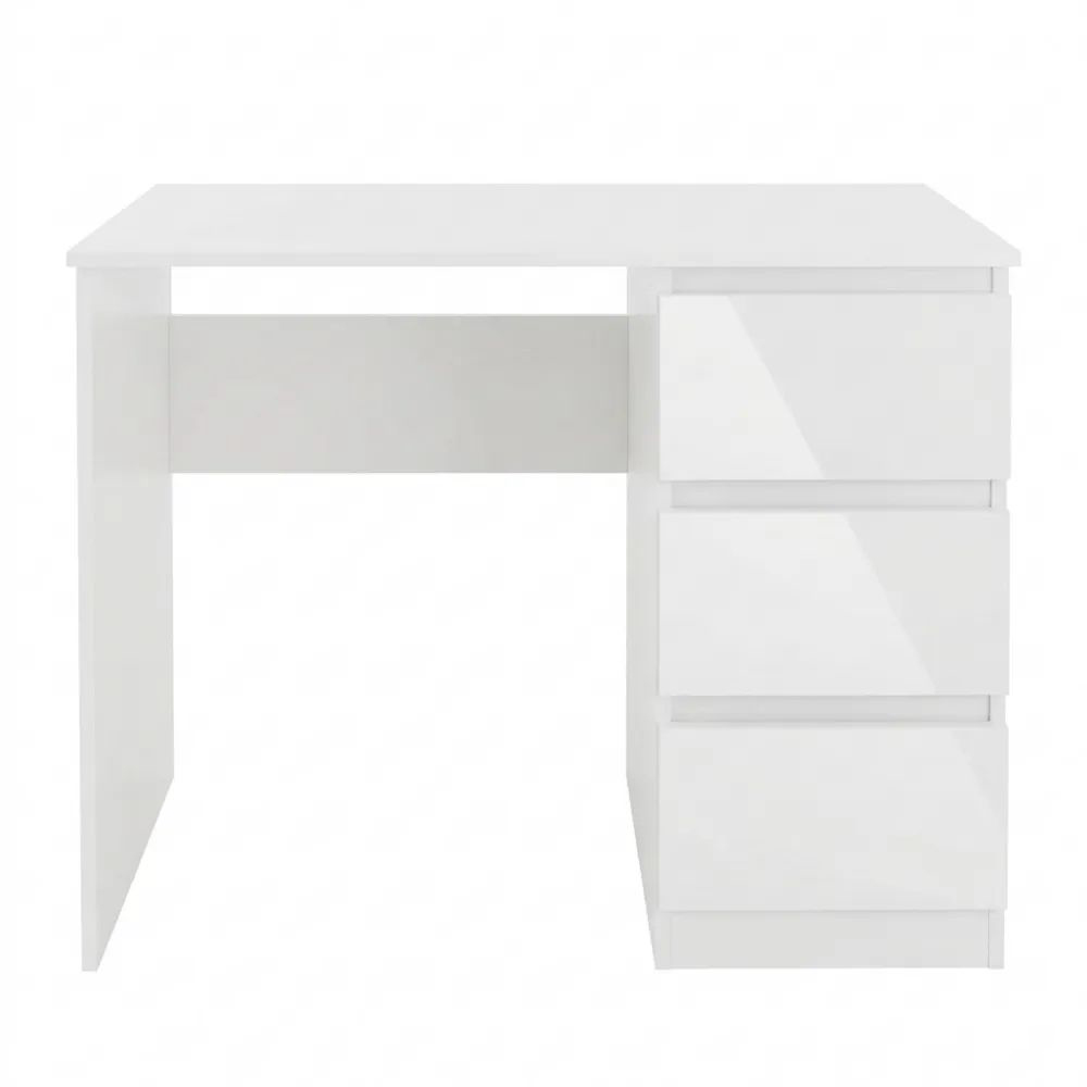 Moderner Schreibtisch mit Hochglanz-Schubladen, 90x76x50 cm, viel Stauraum