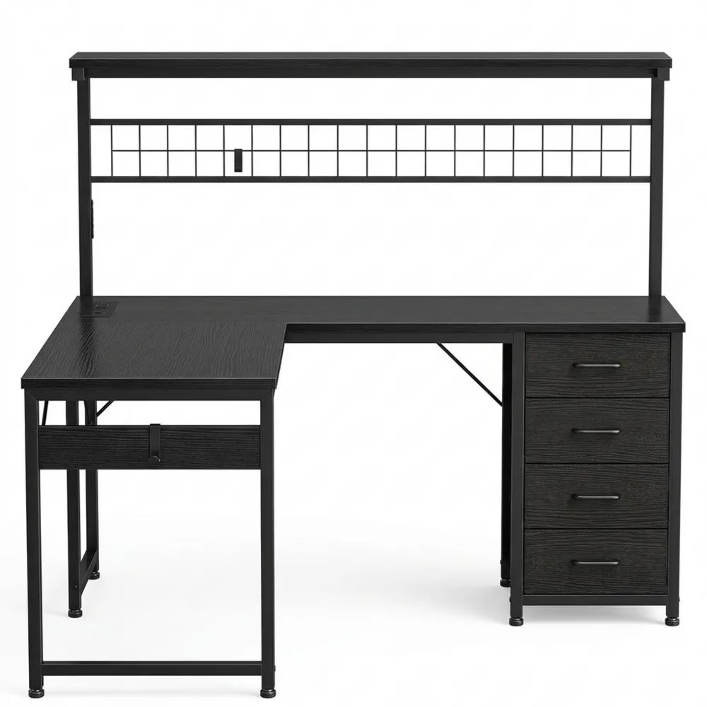 Eck-Gamingtisch mit LED-Beleuchtung und Stauraum, 110 x 80 cm, Schwarz