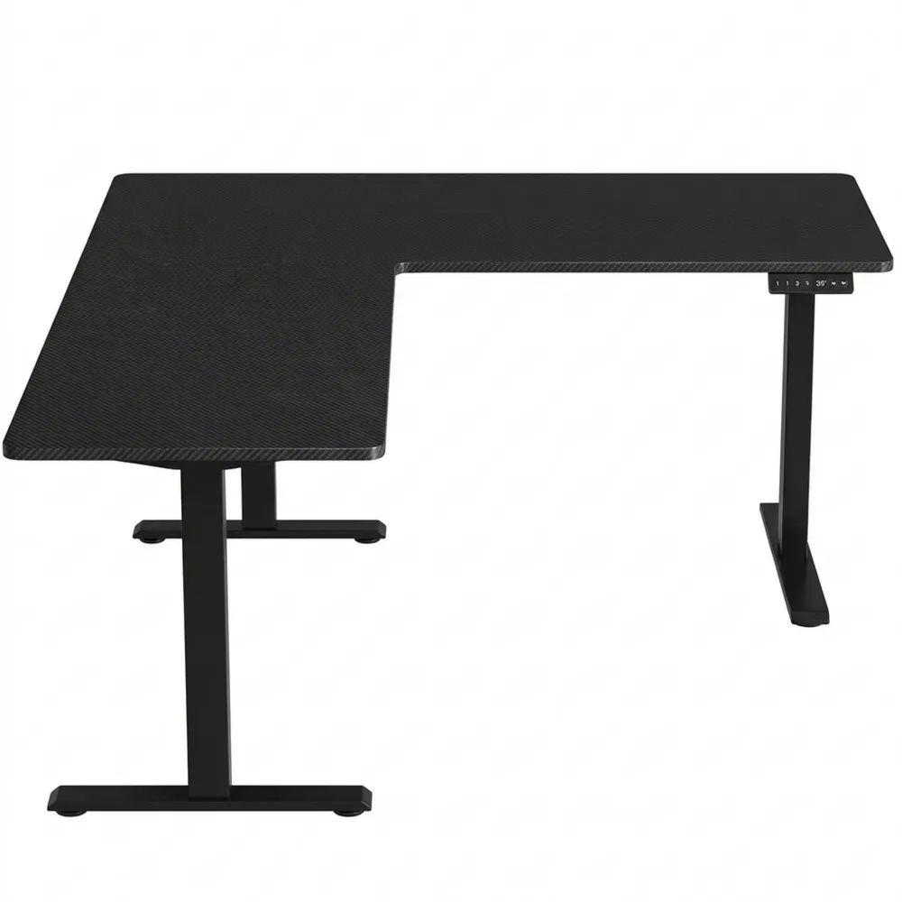 Elektrisch Höhenverstellbarer Eckschreibtisch mit Kabelmanagement, 190 x 150 cm, Steh-Sitz Tisch für Büro oder Gaming, Schwarz