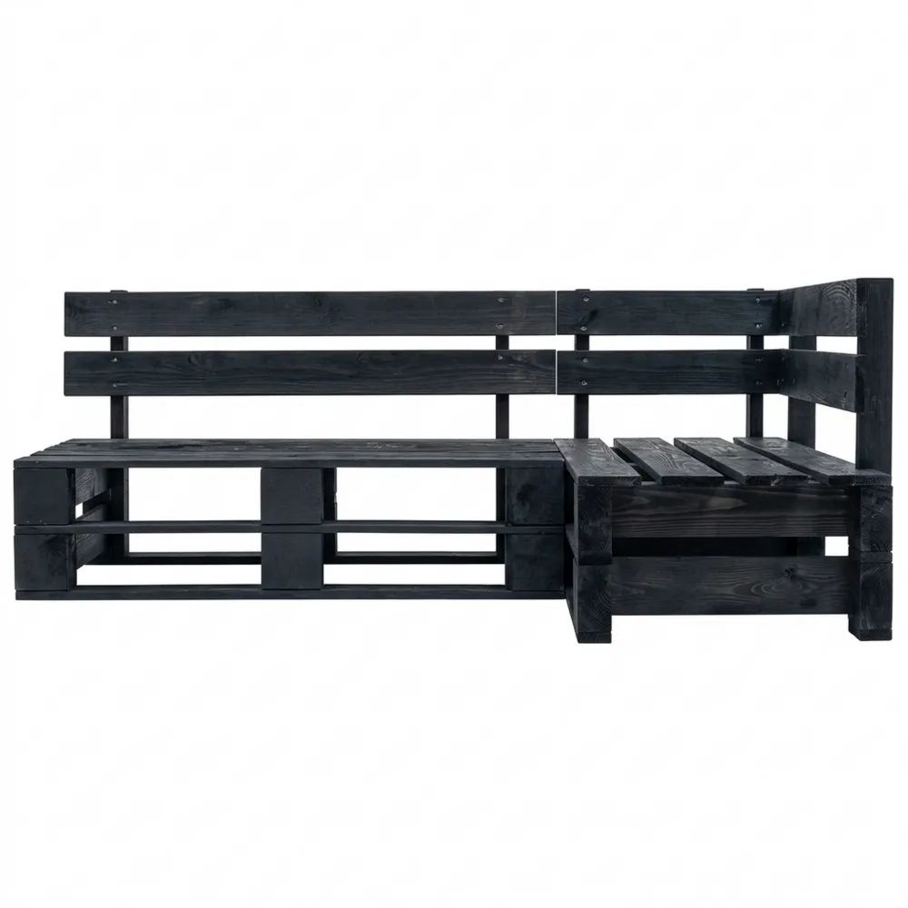 Zweisitziges Gartenloungesofa aus Holz für Innen und Außen, Schwarz