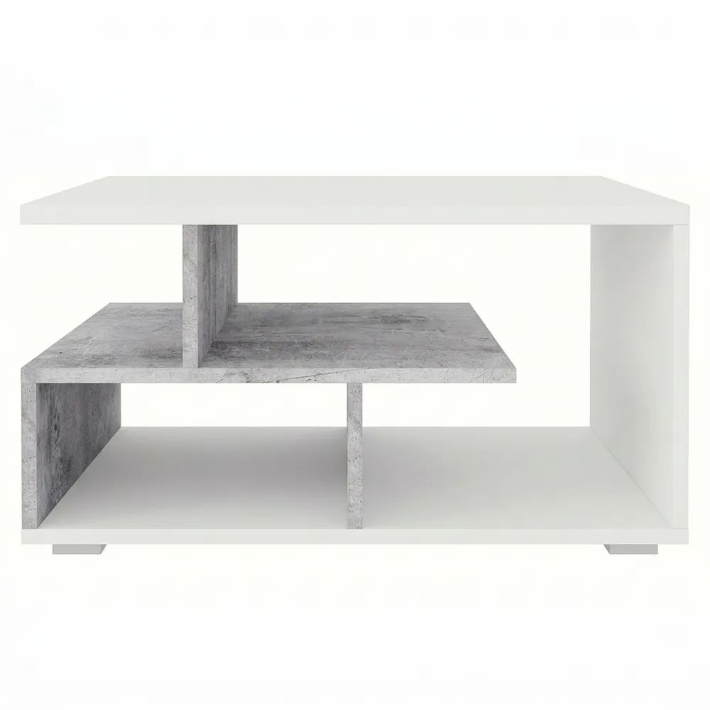 Moderner Wohnzimmertisch in Weiß mit Stauraum und Ablagefach