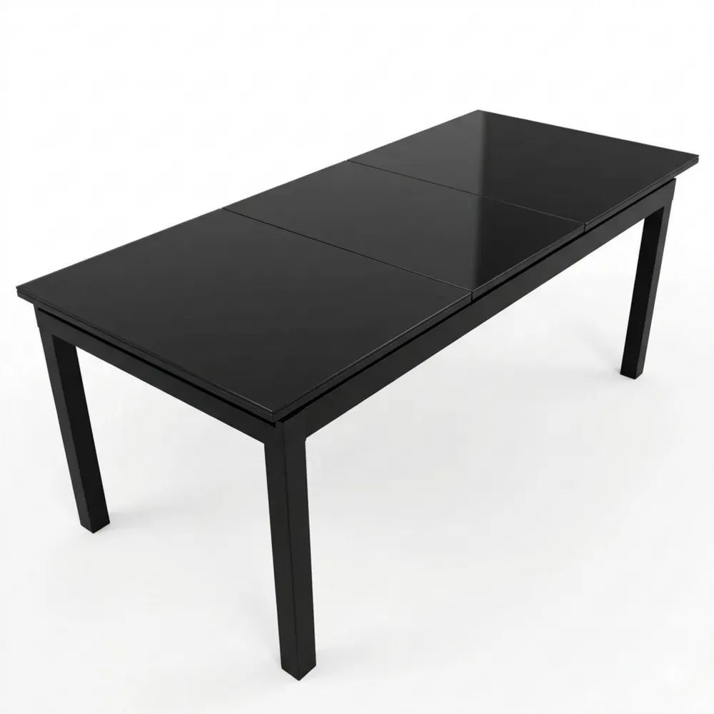 Ausziehbarer Gartentisch 180/240x100cm, Aluminium mit schwarzer Glasplatte, für den Außenbereich