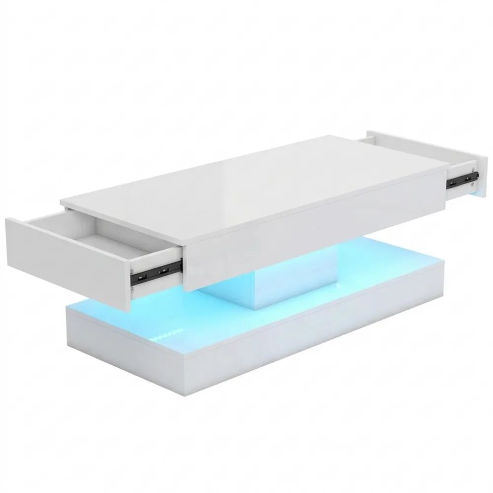 Moderner Couchtisch mit LED-Beleuchtung und Schubladen