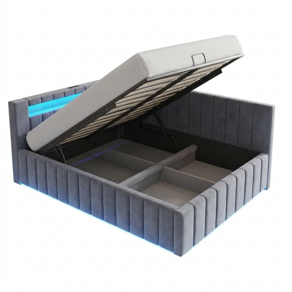 Multifunktionales Bettsofa 140x200 mit Stauraum und LED