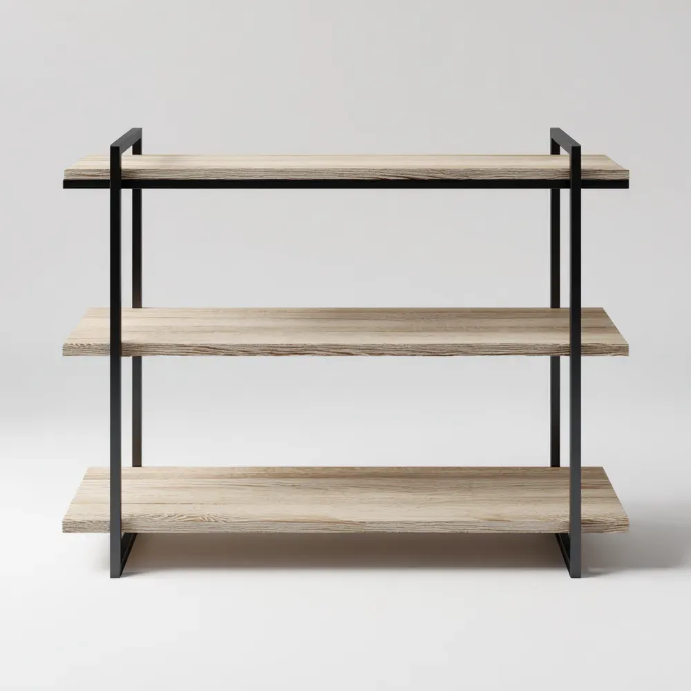 Regal mit Metallgestell und Eichenholzböden 100x30x80 cm - Schwarz/Eiche