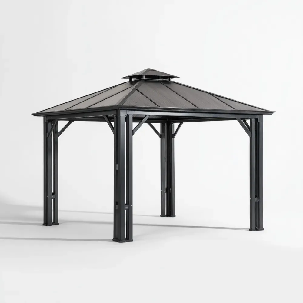 Gartenpavillon aus Aluminium mit Polycarbonat-Dach 300x300x250 cm - Anthrazit