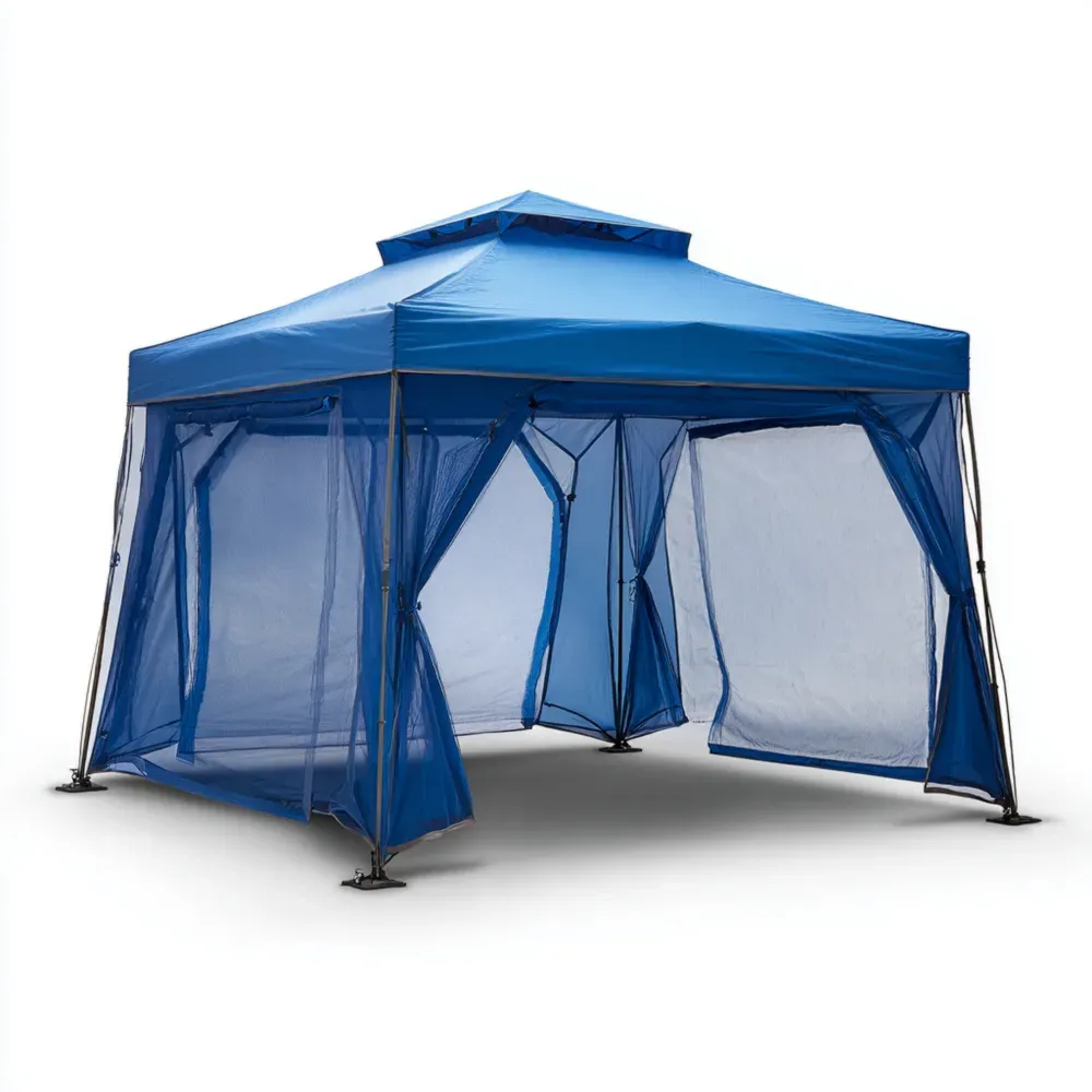 Polyester Pavillon mit Moskitonetz, Blau, 300x300x250 cm