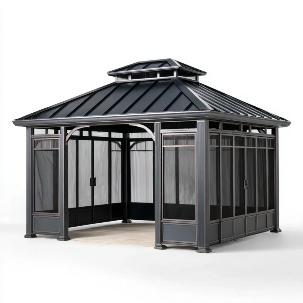 Pavillon aus Aluminium mit Polycarbonatdach 400x300x270 cm - Anthrazit