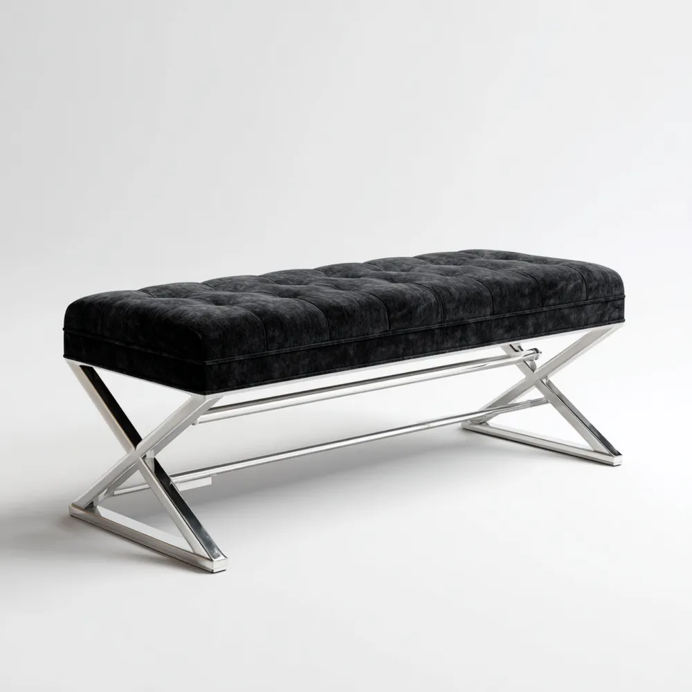 Bank Samt Edelstahl Schwarz