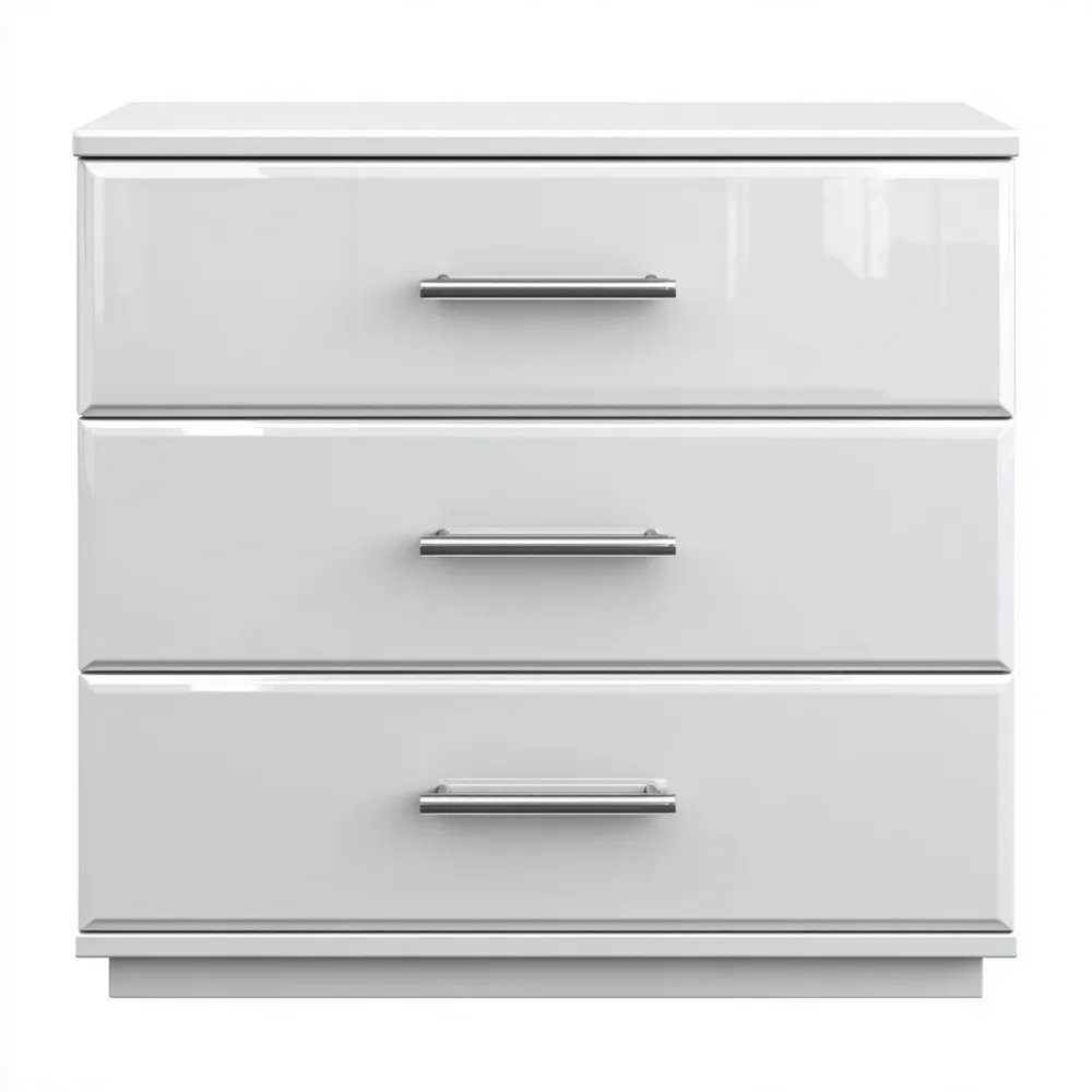 Kommode mit 3 Schubladen MDF Weiß Hochglanz
