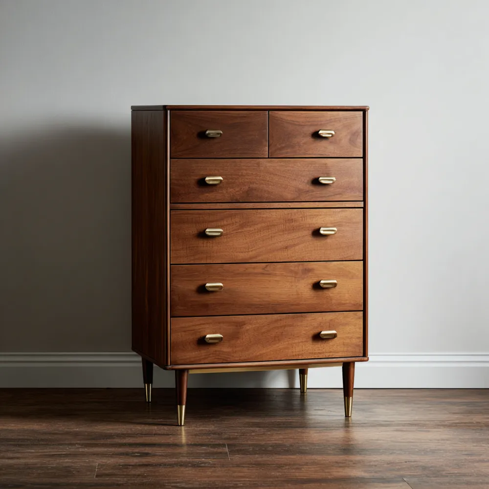 Kommode aus Walnussholz mit Metallgriffen, 80x40x120 cm