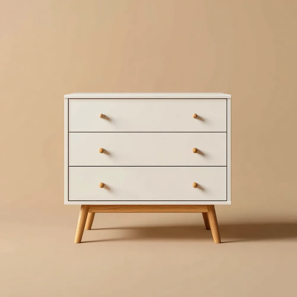 Holzkommode 80x40x72 cm 3 Schubladen Weiß