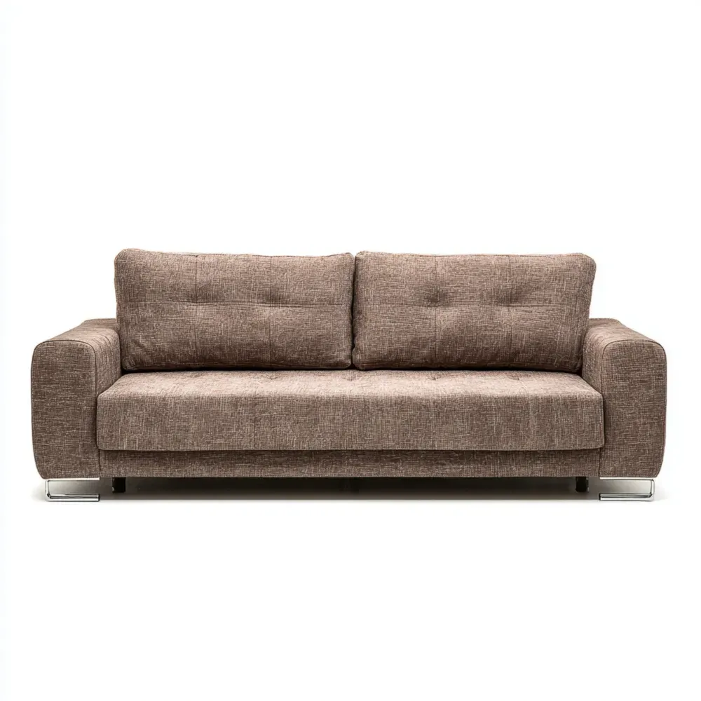 3-Sitzer Sofa Stoff Braun mit Chromfüßen