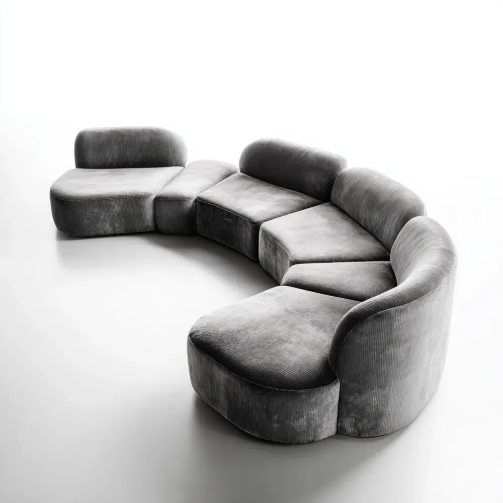 Modulares Sofa-Set Samt Grau 350x90x75 cm