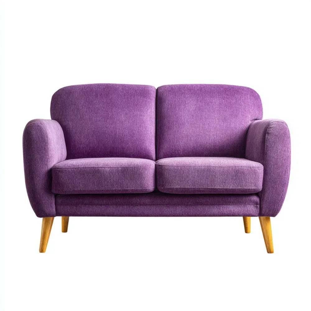 Zweisitzer Sofa Leinen Lila mit Holzbeinen