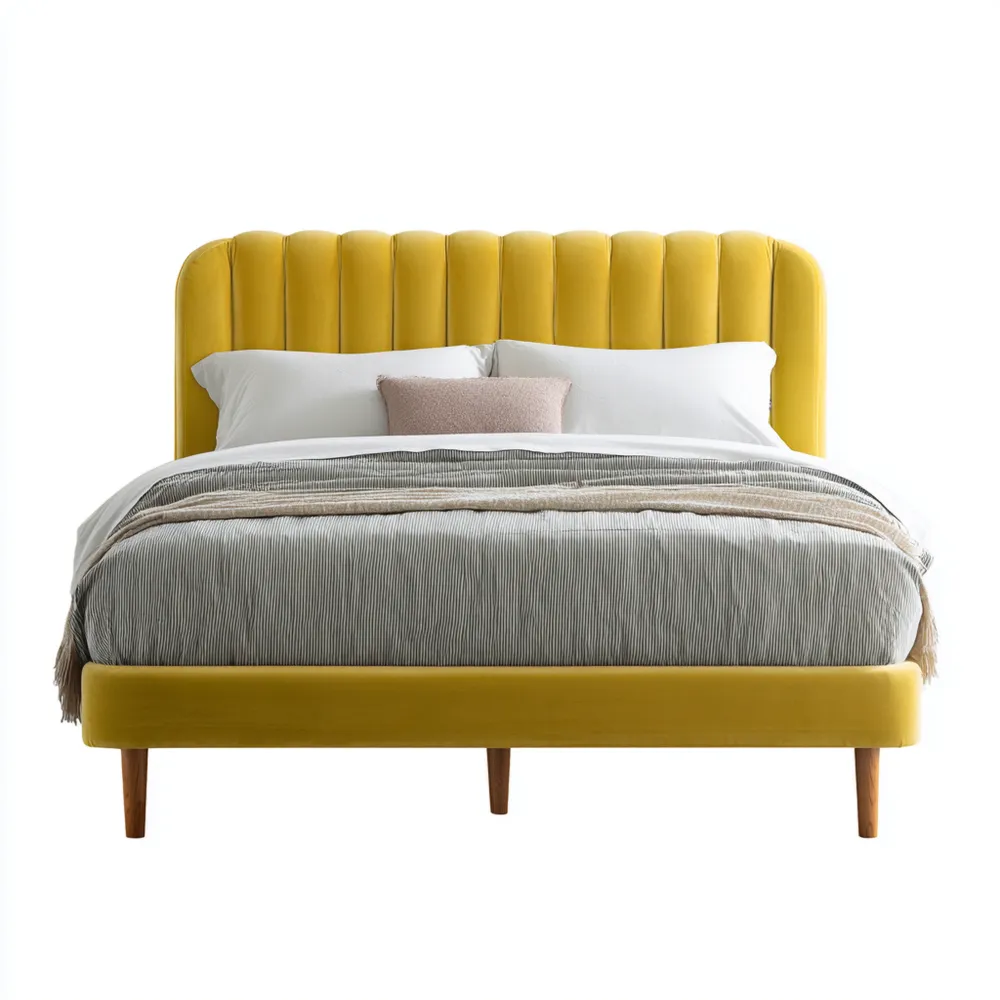 Polsterbett Samtstoff 180x200 cm - Gelb