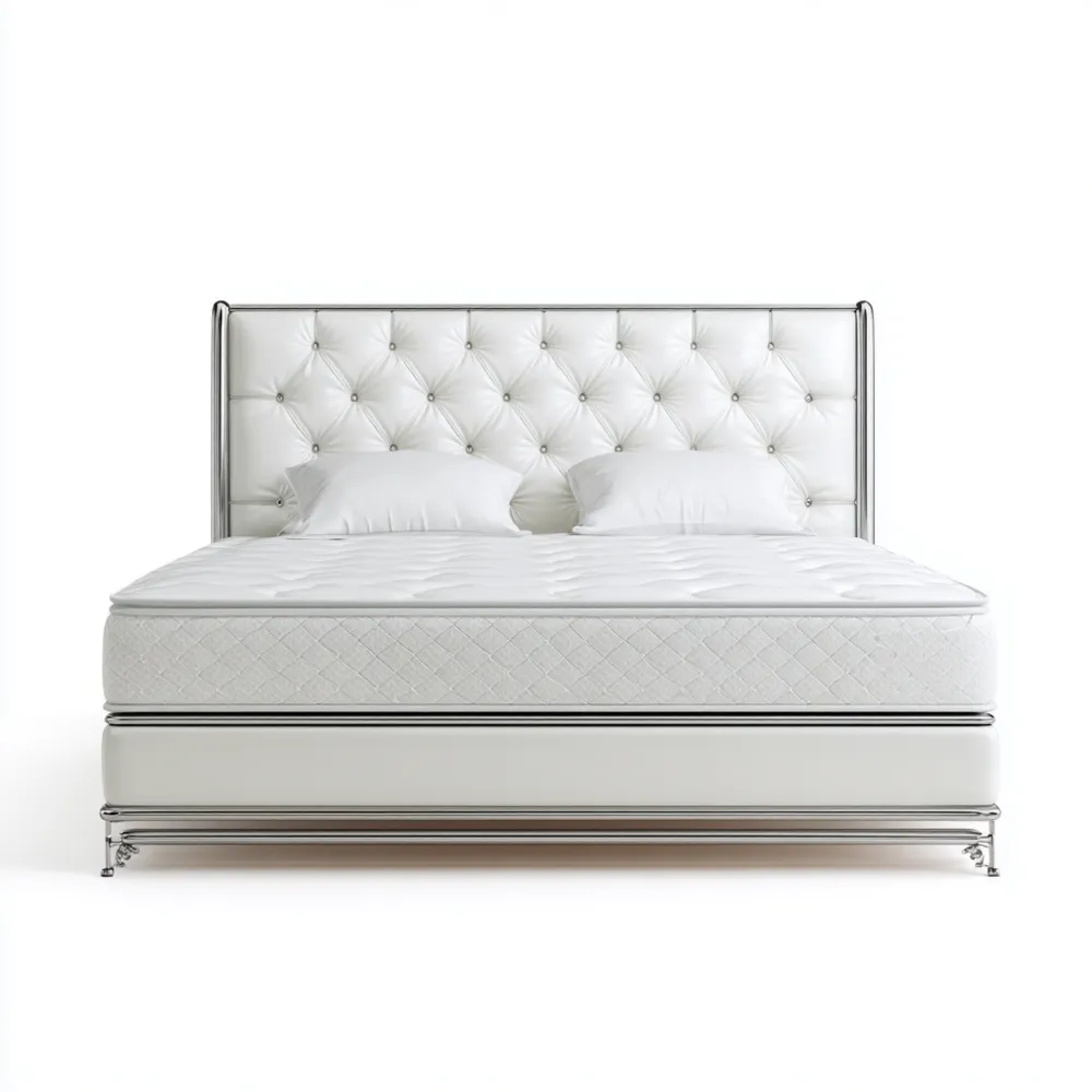 Doppelbett Kunstleder mit Metallrahmen Weiß 200x180x120 cm