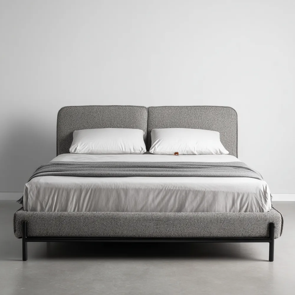 Polsterbett 160x200 cm Stoff Metallrahmen – Hellgrau