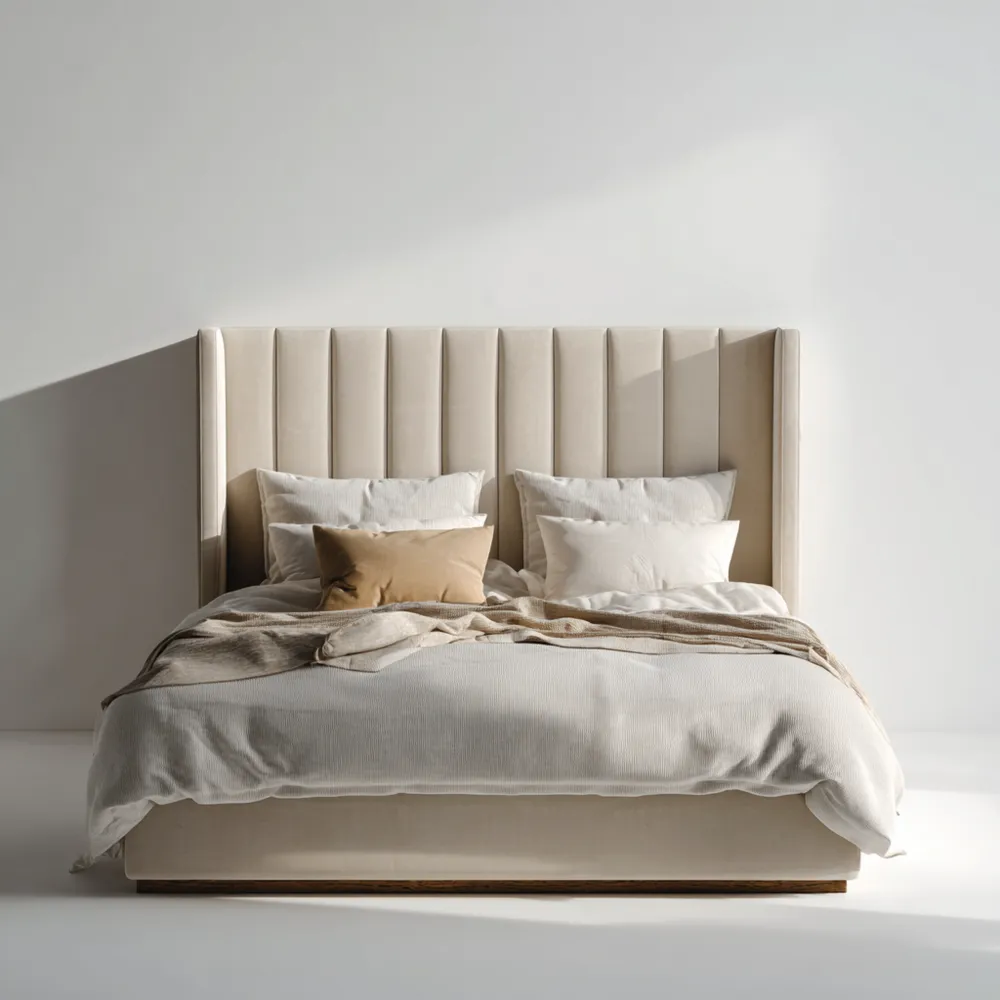 Polsterbett Samt 180x200 cm – Cremeweiß – Modernes Design