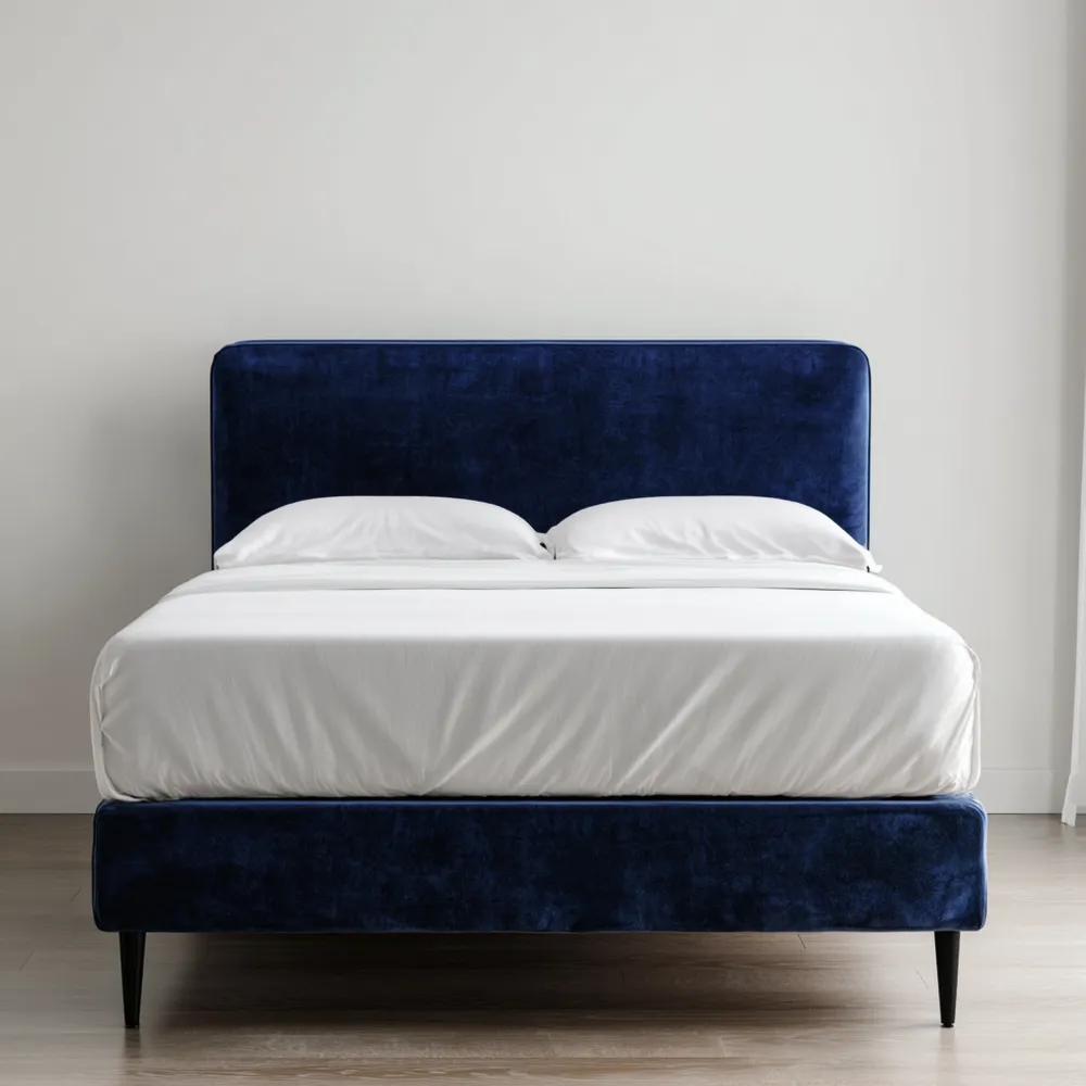 Polsterbett Samt Dunkelblau