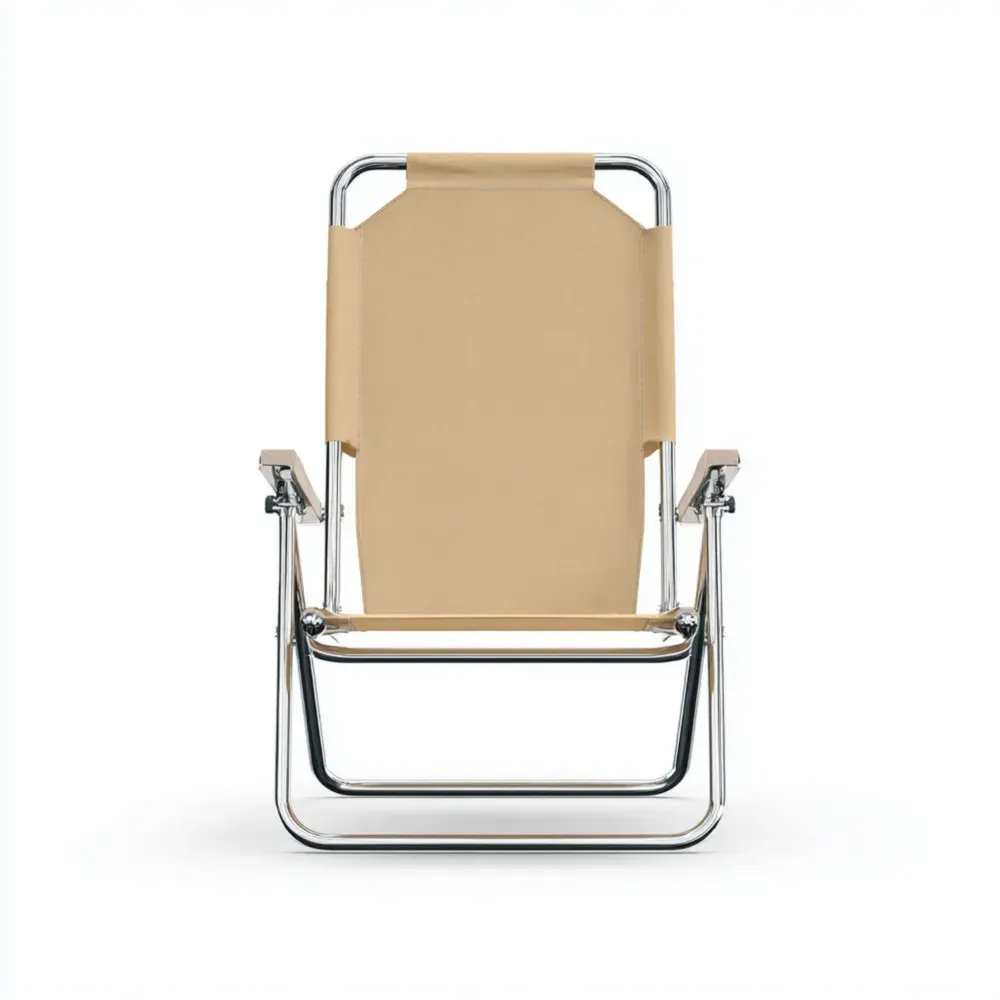 Klappbarer Liegestuhl Metallrahmen Segeltuch Beige