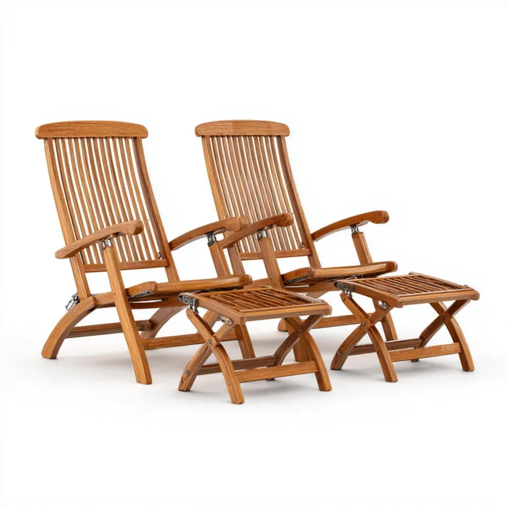 Teakholz Gartenliege Set klappbar 60x70x110 cm