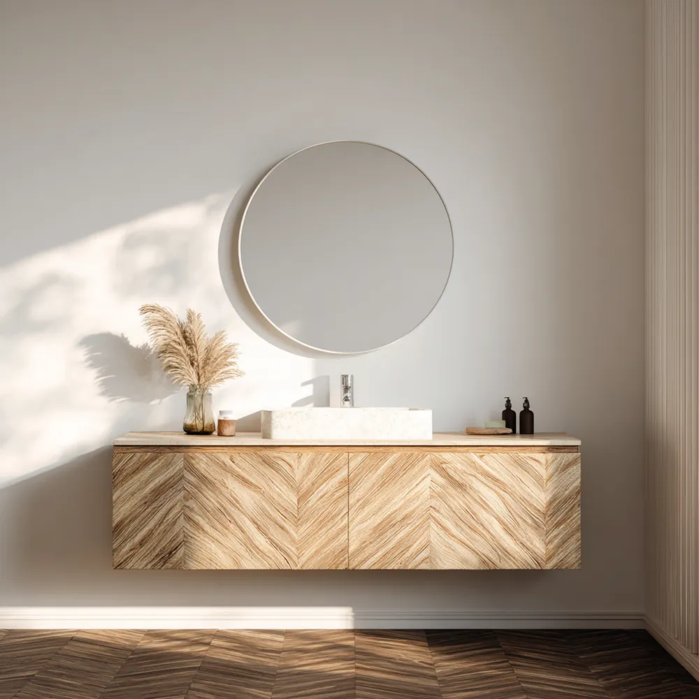 Badezimmer Eitelkeit Schrank mit Marmor-Waschbecken