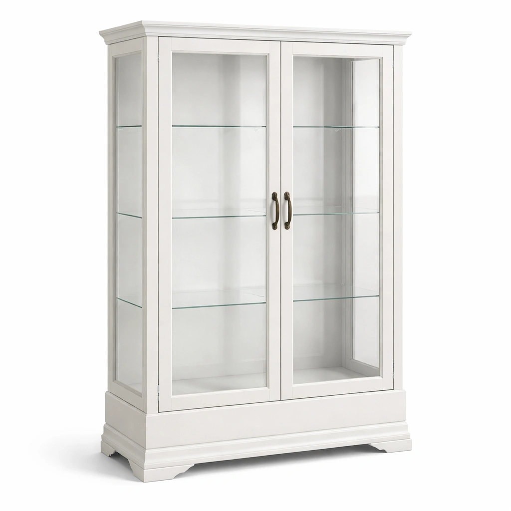 Vitrina de madera con puertas de vidrio templado-Roomarae