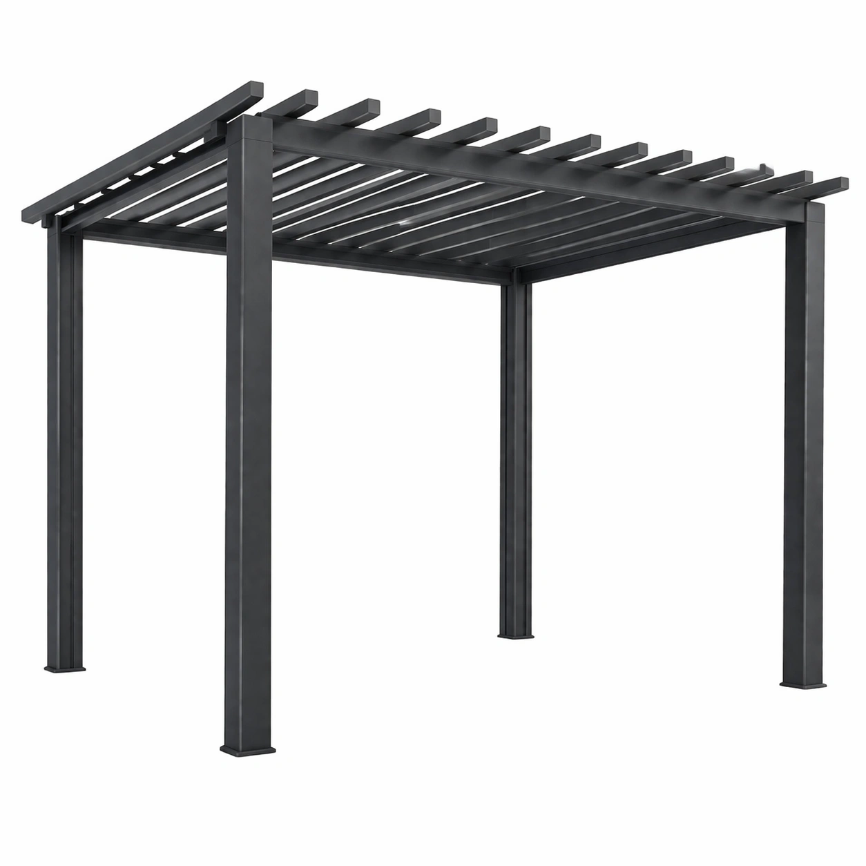 Pérgola de aluminio negra 300x300x250 cm-Furncorner