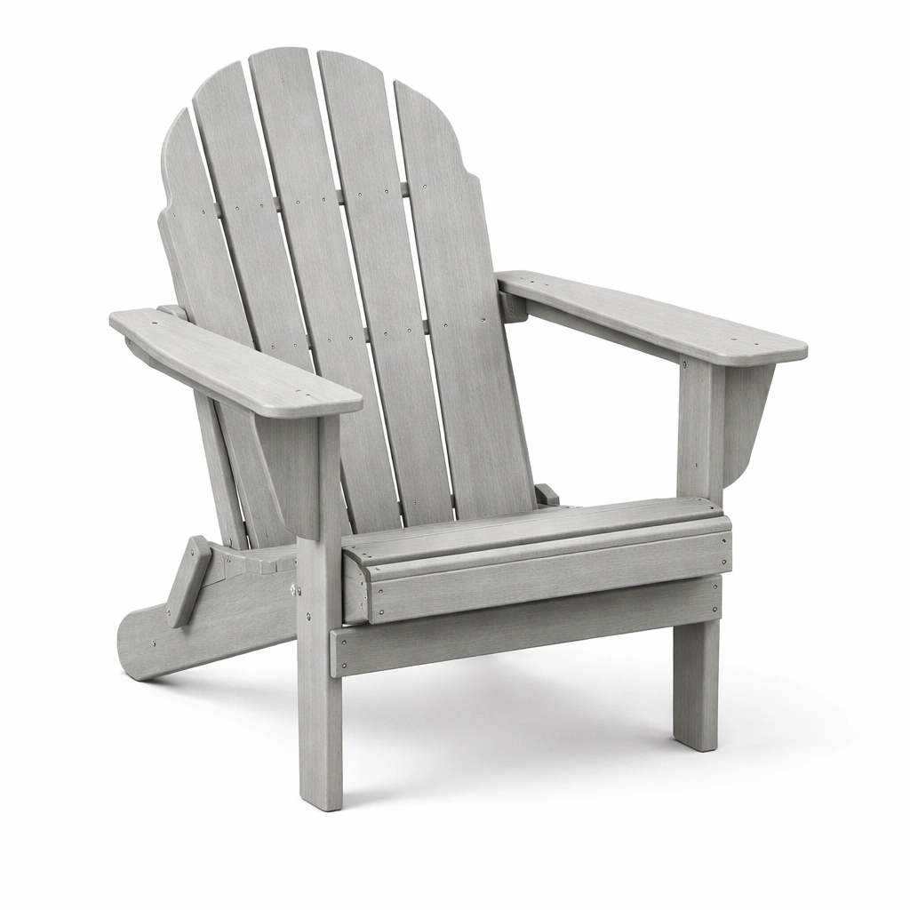 Silla adirondack de polietileno reciclado gris para exterior-Furncorner