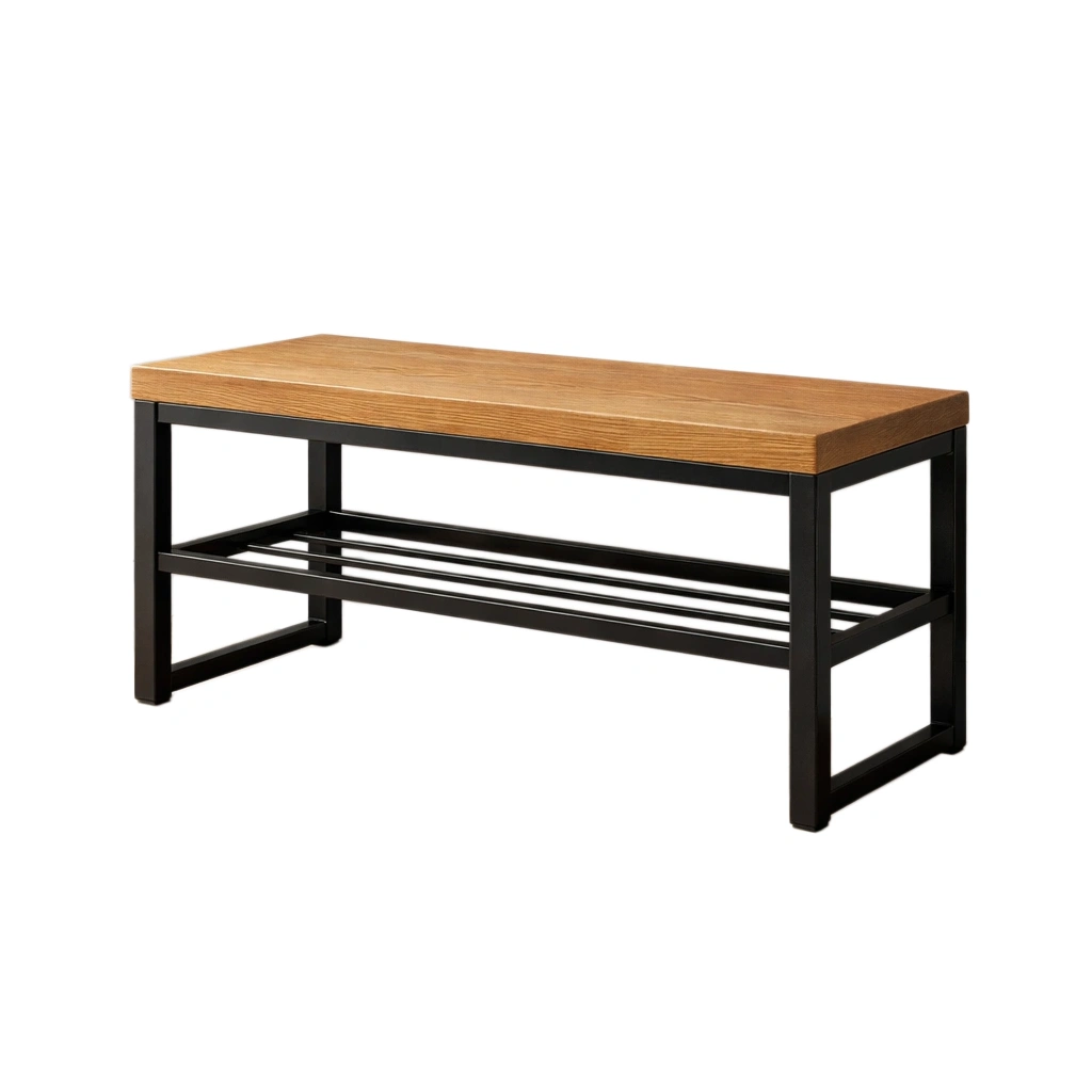 Banco de almacenamiento Madera y Metal Negro-Dwellhomescape