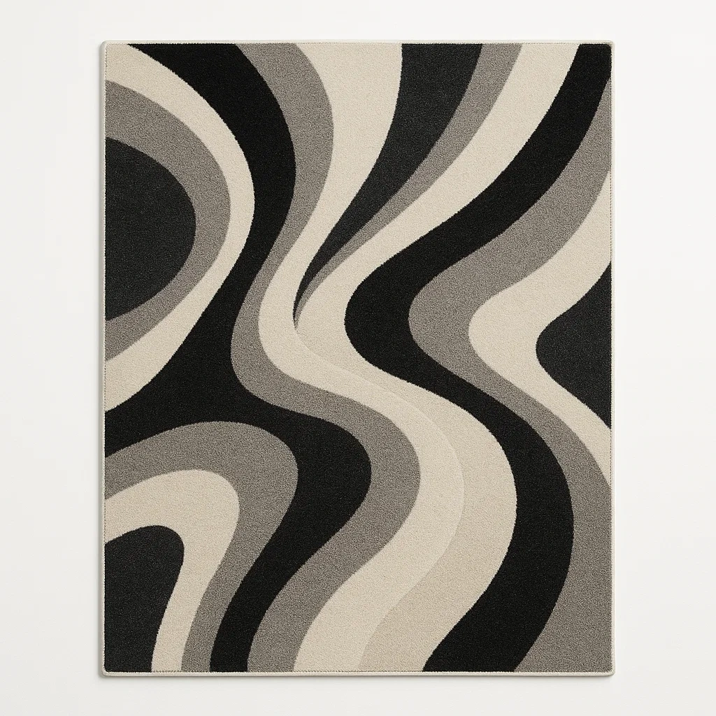 Alfombra Polipropileno Beige y Negro Rectangular-LIVCRAFTO